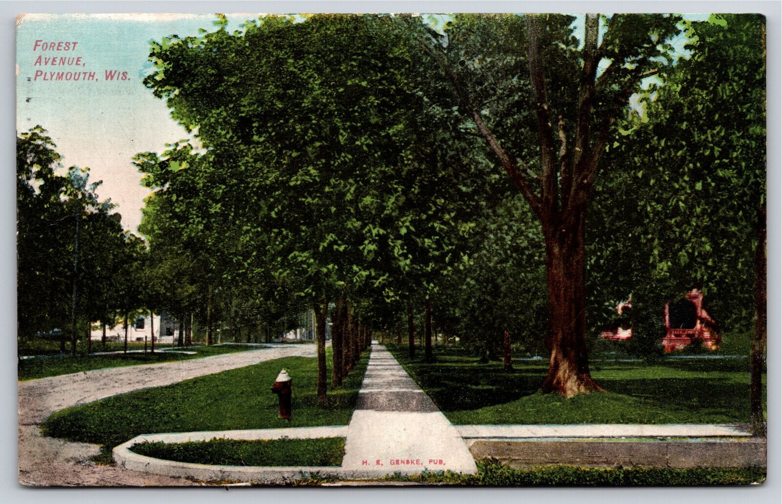 Plymouth Wisconsin~Forest Avenue From Corner~Vintage Postcard