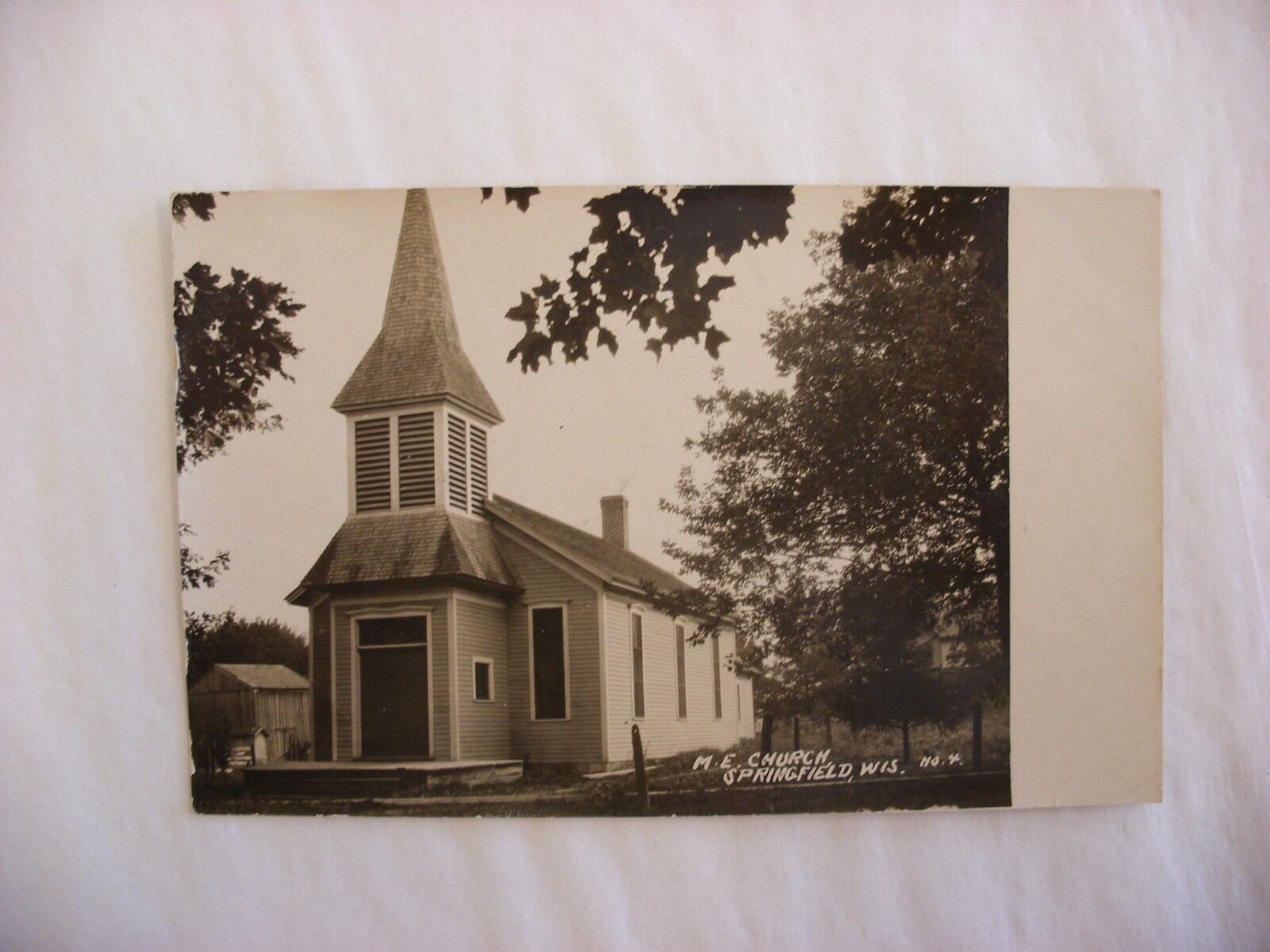 Real Photo Postcard RPPC M. E. Church Springfield Lyons Wisconsin WI #1050