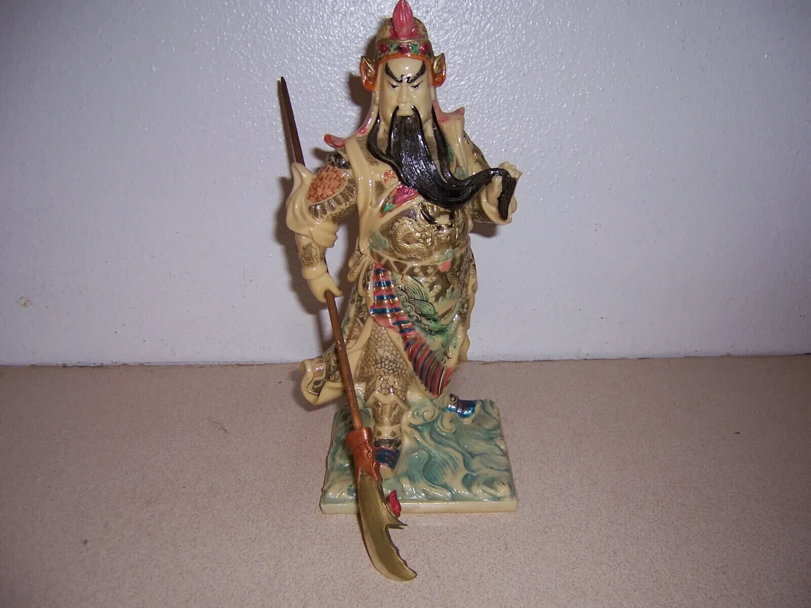 Vintage Chinese Warrior Statue - High Quality Handpainted Resin