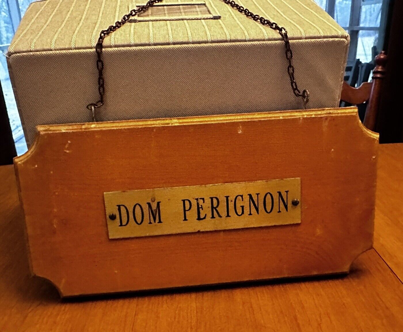 Vintage Dom Perignon wooden sign, Champagne, France. Unique display item. RARE