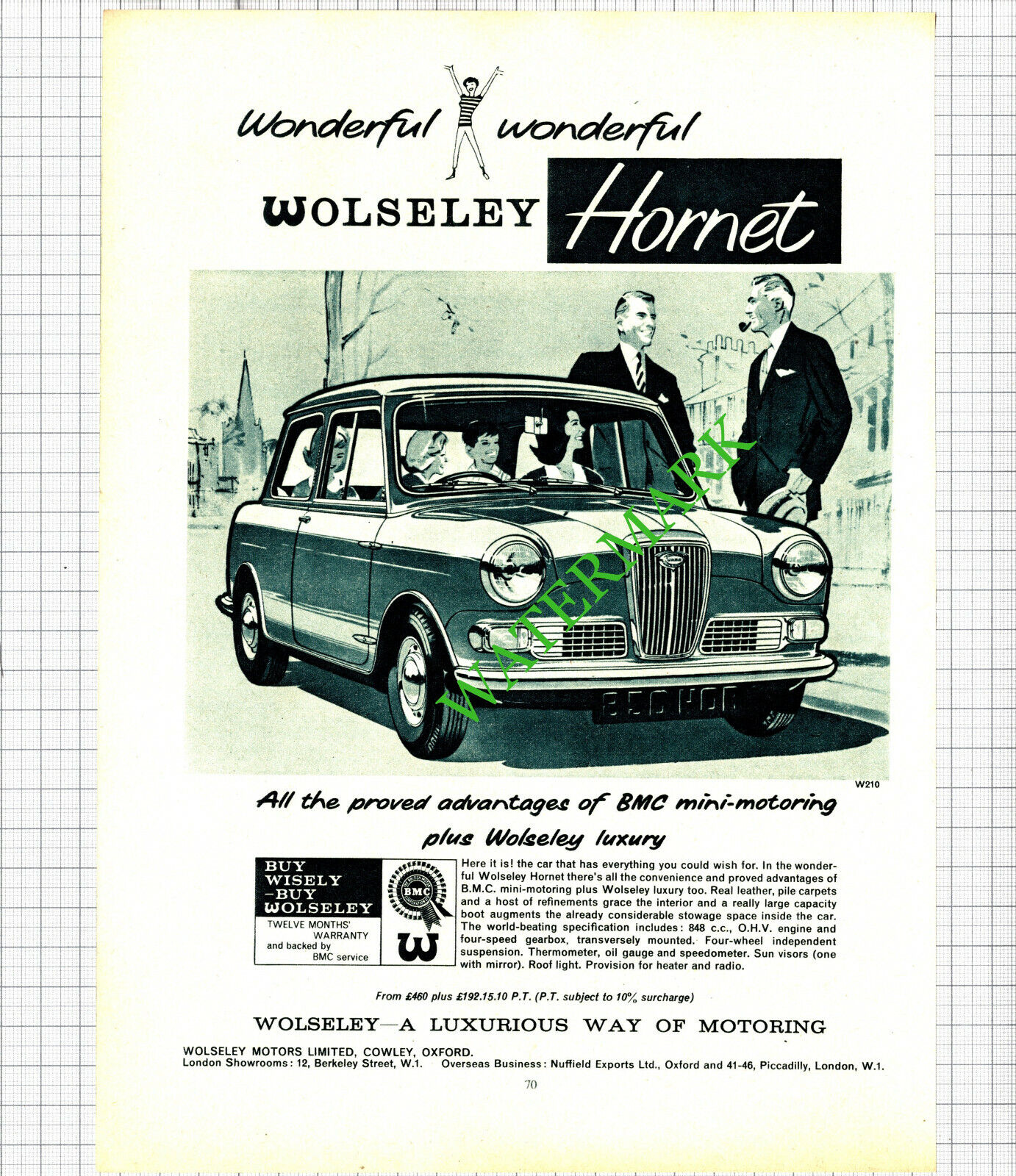 Wolseley Hornet Car Advert - 1962 Cutting