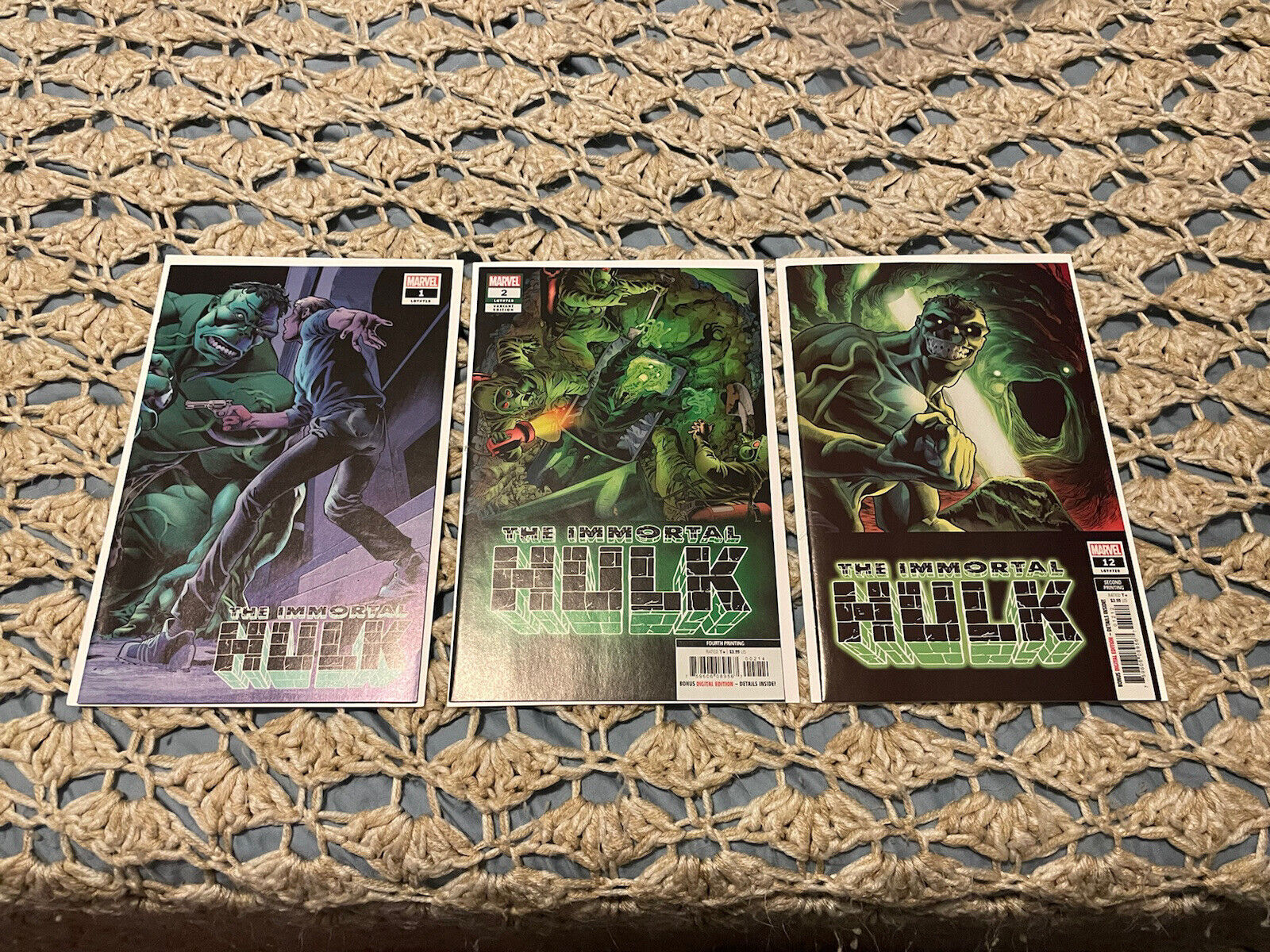 Immortal Hulk #2 4th Print, #1 and #12 2nd P, 1st Del Frye One Below All, NM