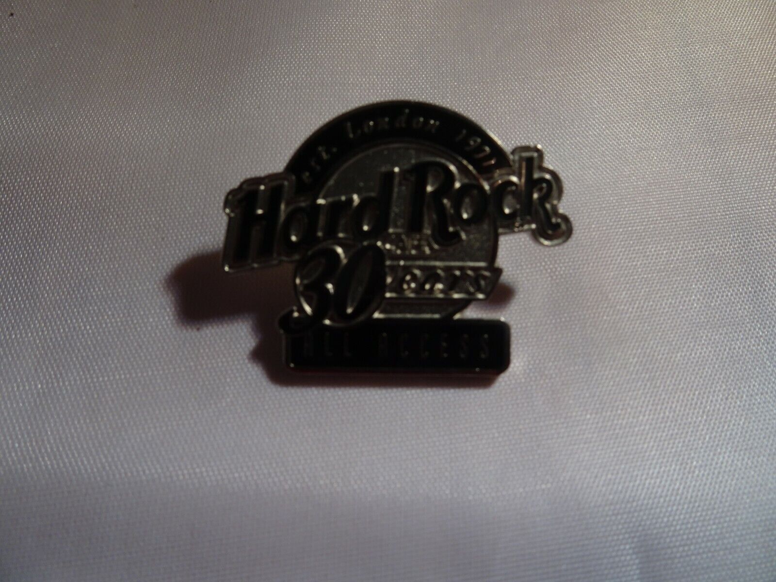 Hard Rock Cafe Classic Logo pin All Access membership 30th anniversary silver