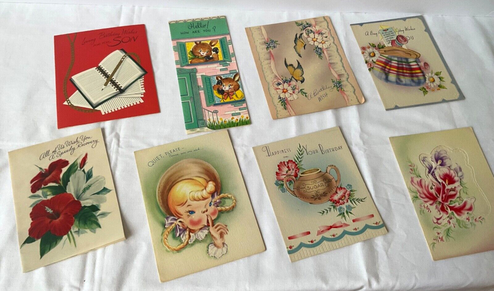 Lot Of 13 Vintage 1950’s-60’s greeting cards birthday, illness, sympathy, etc.