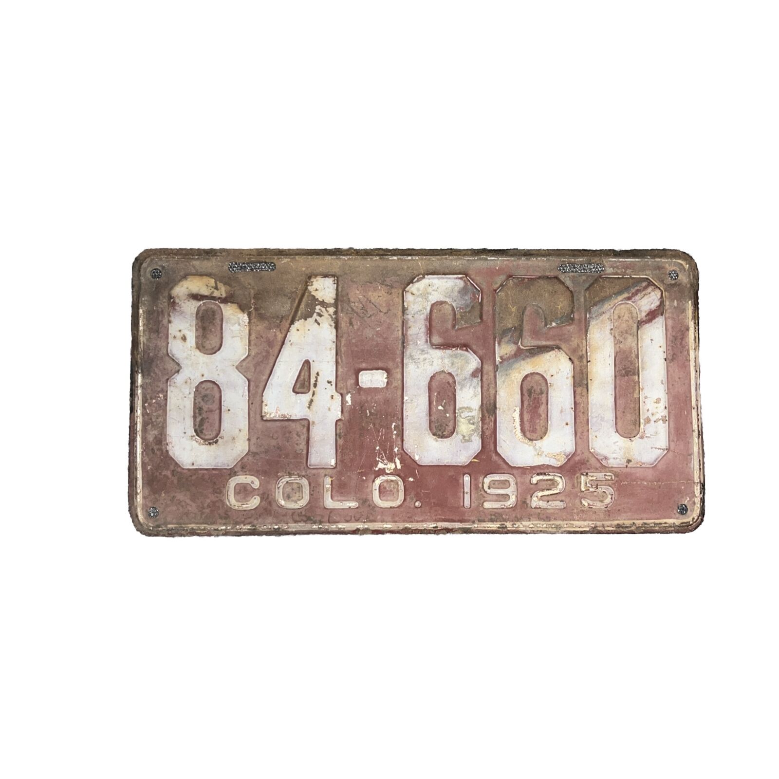 1925 Red Colorado  License Plate # 84 660