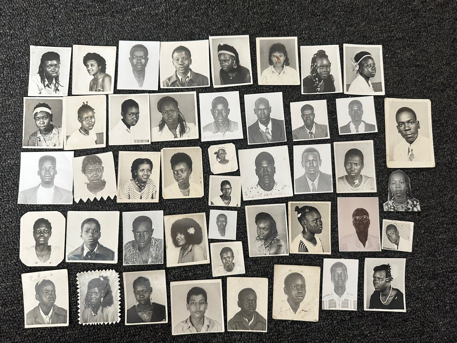 African youth Student photobooth photo lot 45 pcs cuba Ethiopia 80s 90s black