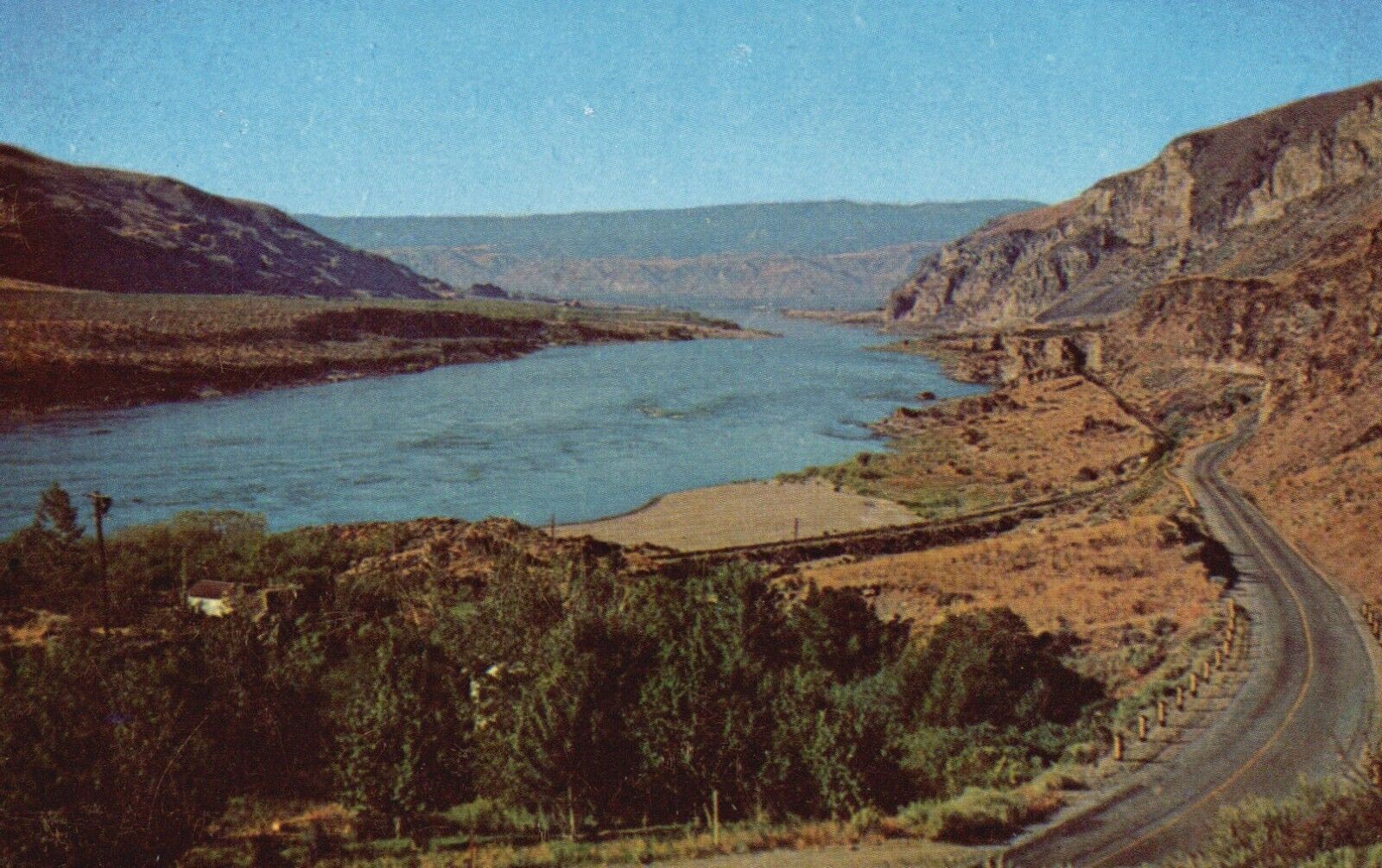 Postcard WA Caribou Trail Columbia River Washington Chrome Vintage PC H7854