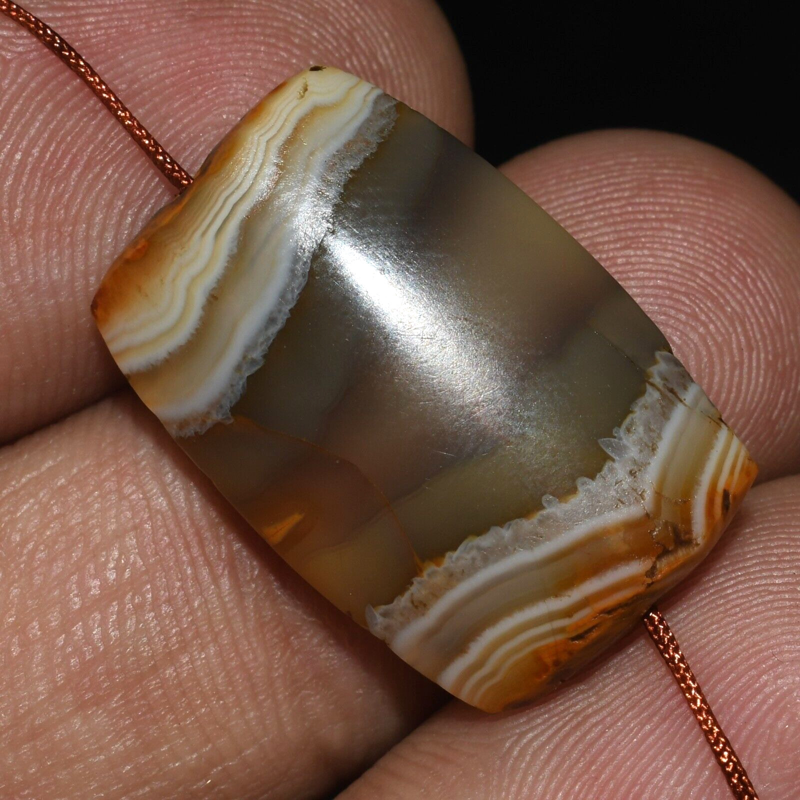 Ancient Bactrian Banded Agate Stone Bead in Perfect Condition 2500 to 2250 BCE