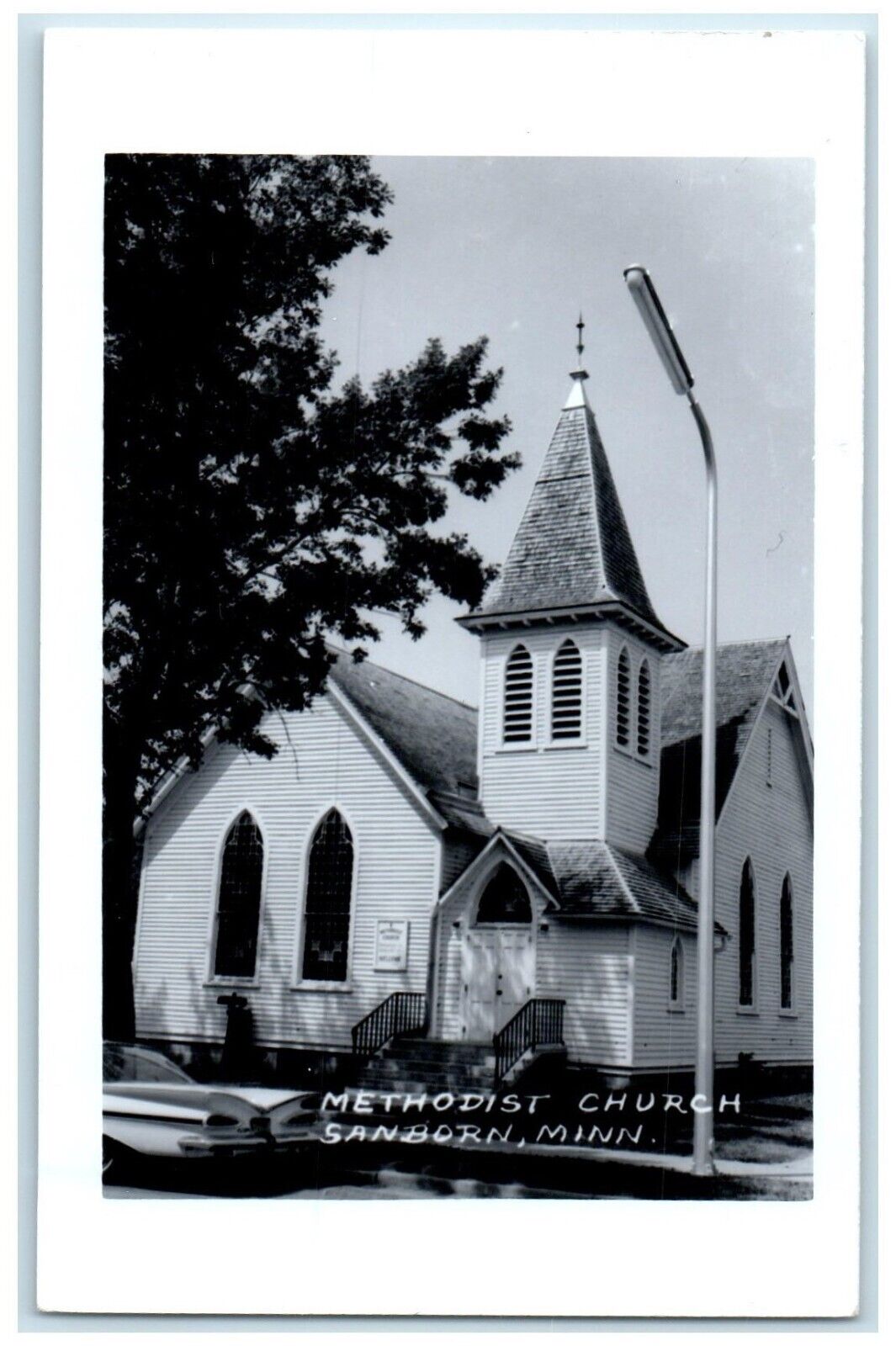 c1940's Methodist Church Sanborn Minnesota MN RPPC Photo Vintage Postcard