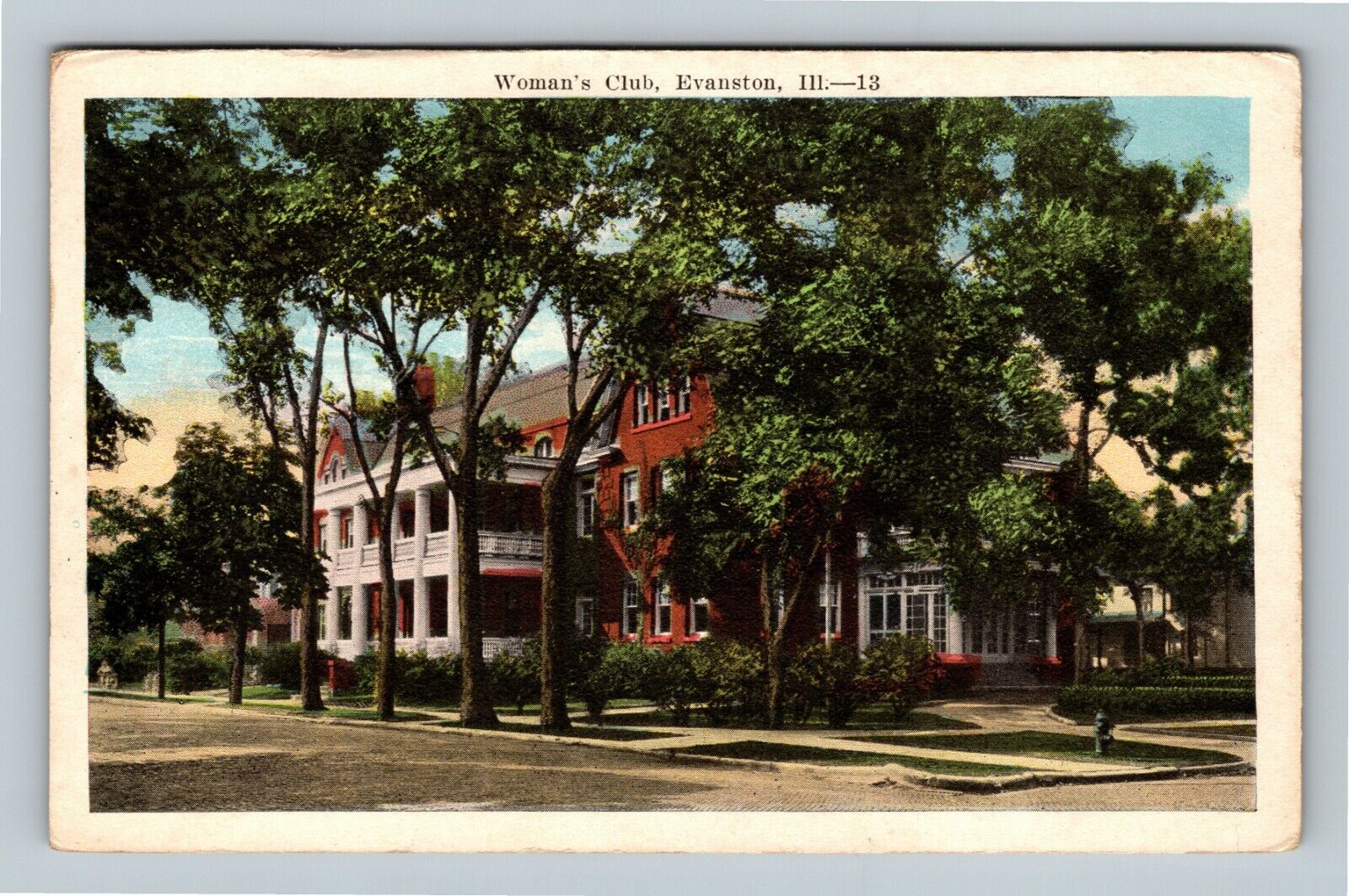 Evanston IL Historic 1913 Women's Club House Suffrage, Illinois Vintage Postcard