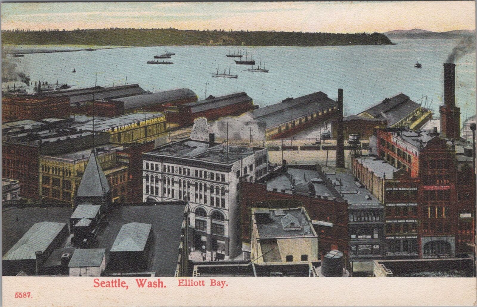 Postcard Elliott Bay Seattle WA 