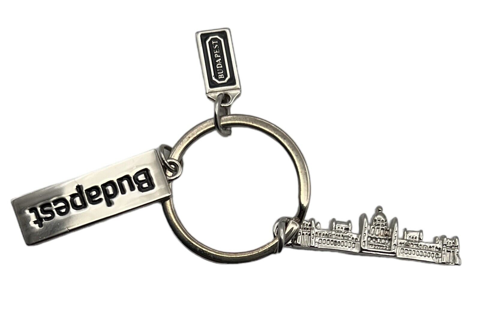 BUDAPEST Hungary Hungarian Parliament Building Figure Vintage KEYCHAIN w/ Charms