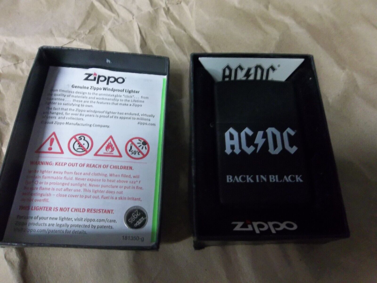 zippo ac/dc back in black lighter Bradford PA Made in USA