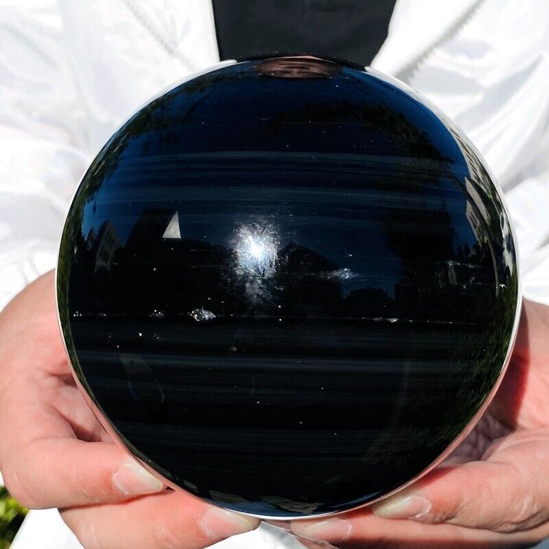 3.96LB Natural Obsidian Crystal Ball Quartz Crystal Energy Ball Reiki Healing