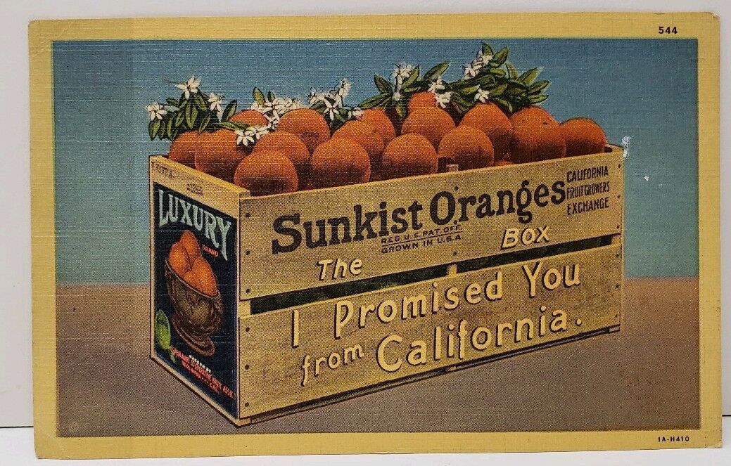Sunkist Oranges The Box I Promised You From California Linen 1950 Postcard C15
