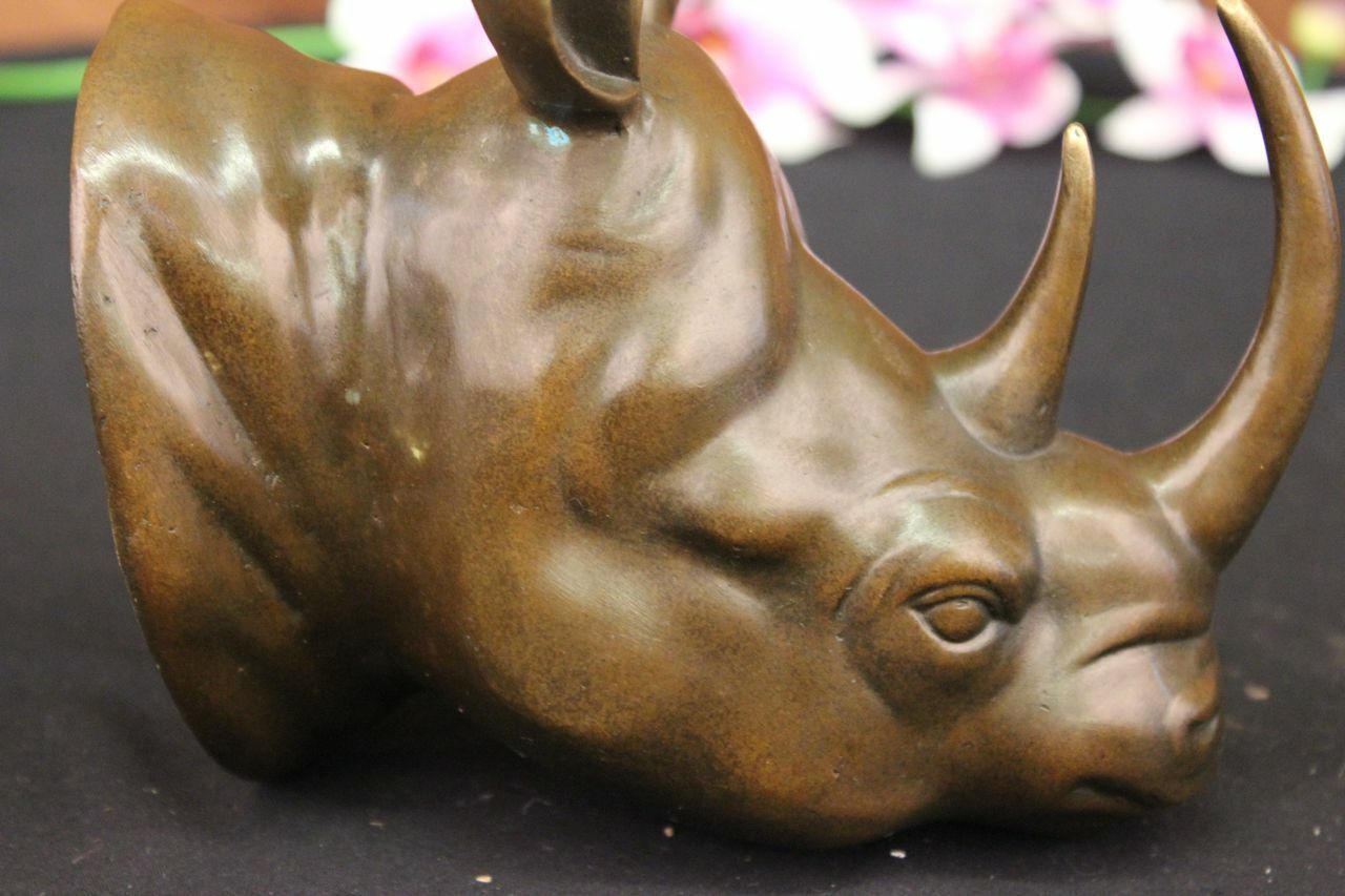 Signed Genuine Thomas Rhinoceros Rhino with Horn Bronze Sculpture Art Deco Deal