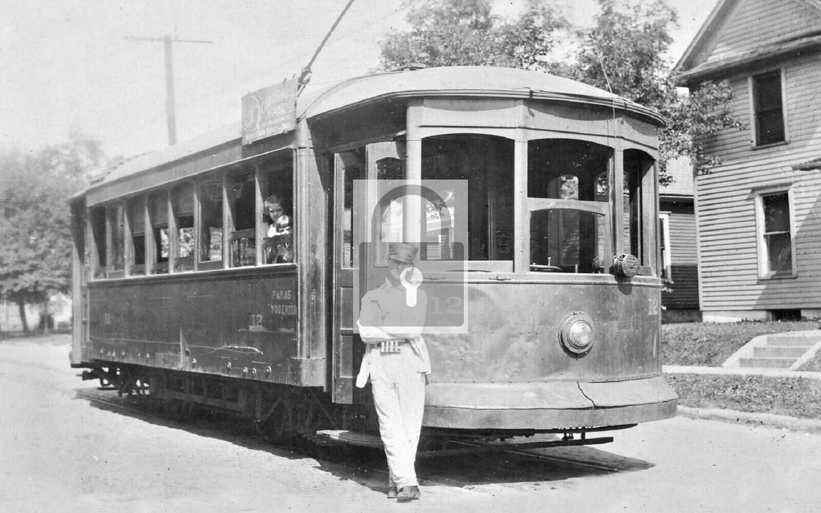 Trolley Car Conductor Freeport Illinois IL Reprint Postcard