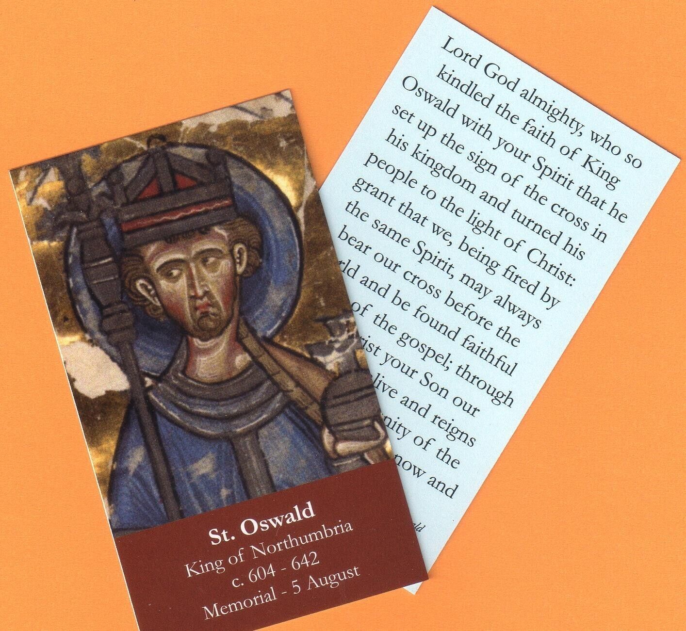 Cute Clever Christian St Oswald, Northumbria (England & Scotland) King Holy Card