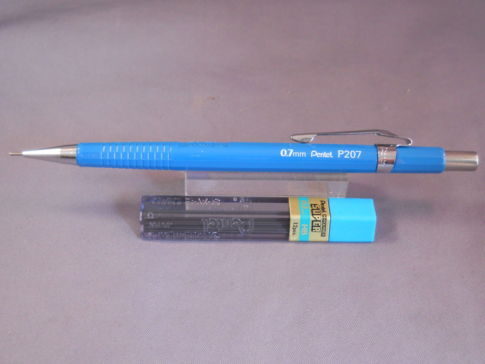 Pentel P207 0.7mm Pencil-light blue-- with free tube of lead