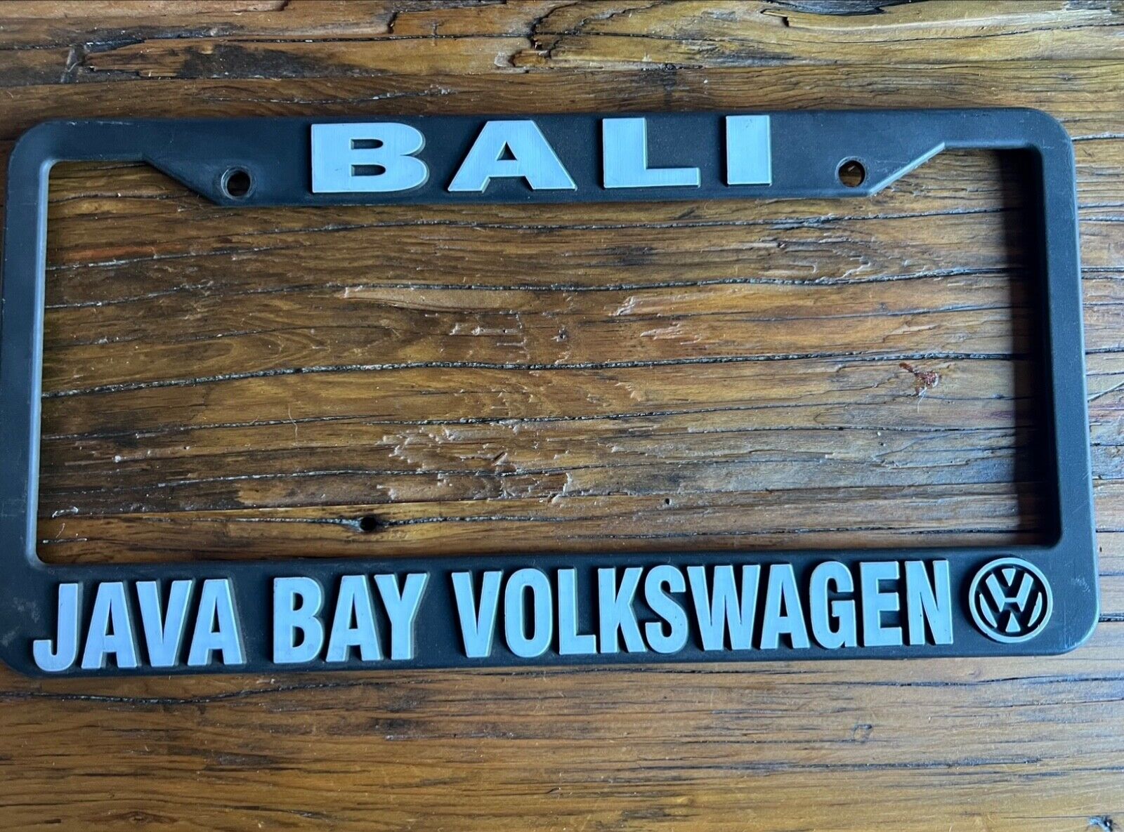 Rare Vintage Volkswagen dealership license plate frame Java Bay VW in Bali