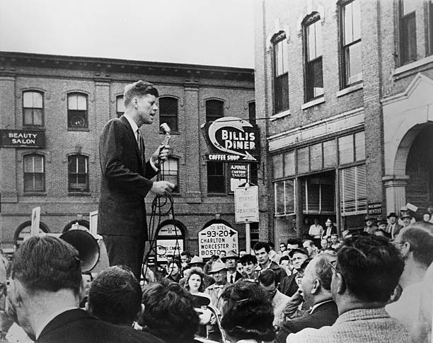 John F Kennedy campaigns in Southbridge Massachusetts ca 1946 Old Photo