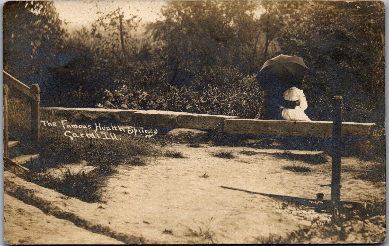 Famous Health Springs, Carmi, Illinois RPPC (1908)