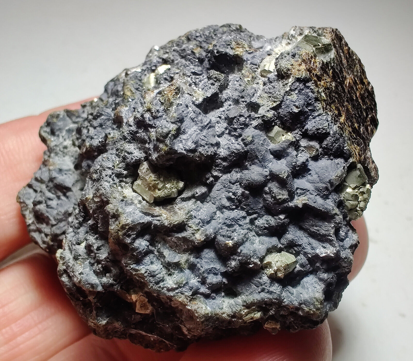 Sphalerite with pyrite crystals. Tri-State Dist, Missouri. 186 grams. Video