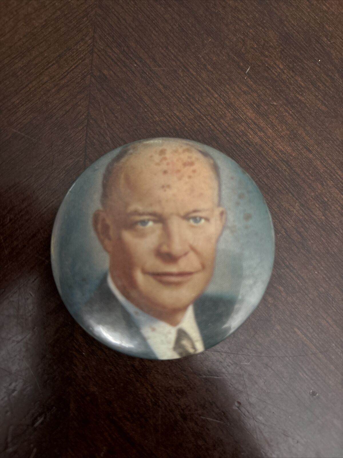 1952 Dwight Eisenhower Presidential Campaign Pin with Artwork Image in a Suit