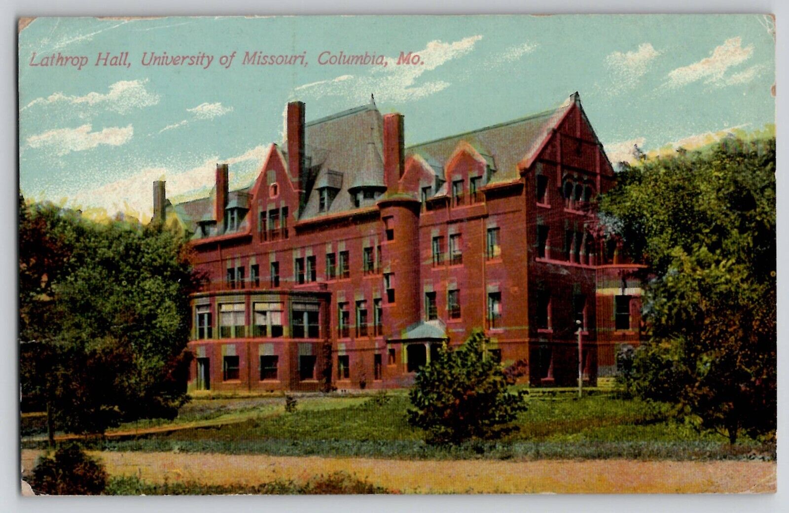 Lathrop Hall University of Missouri Columbia MO Vtg Antique Postcard 1910