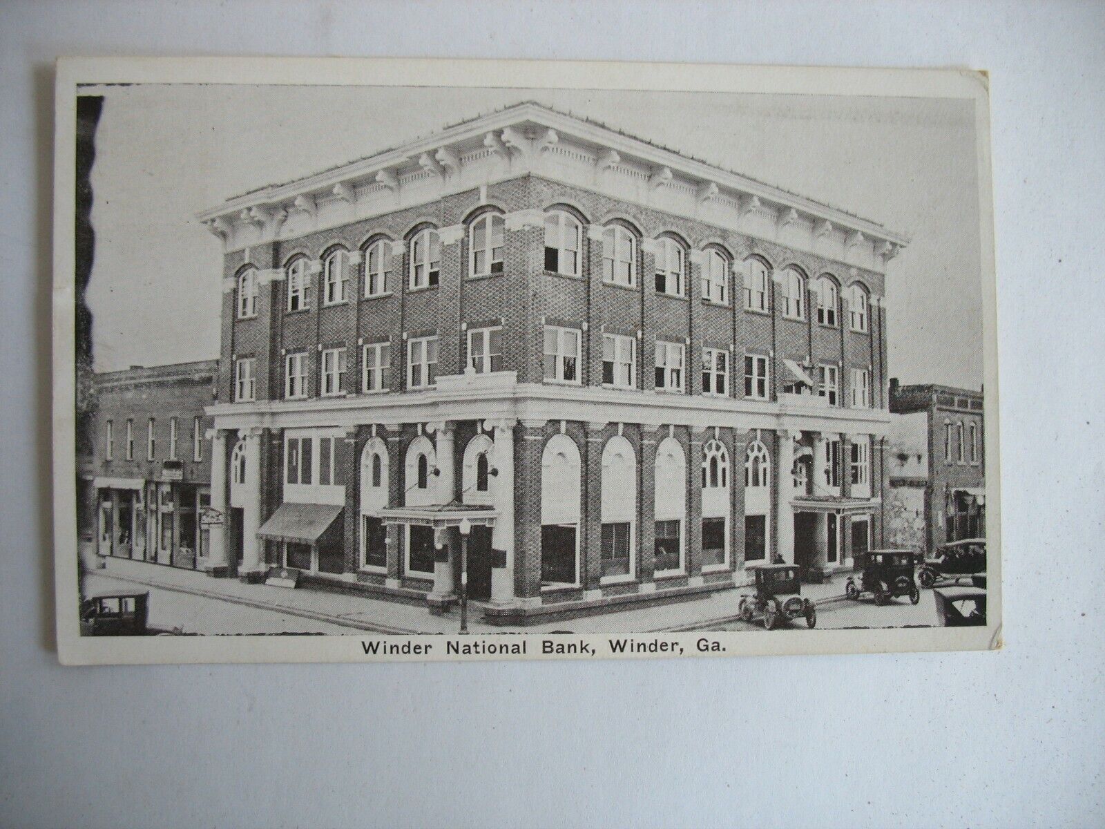 original Winder GA Georgia Postcard National (Peoples) Bank 1925 Auburn Press