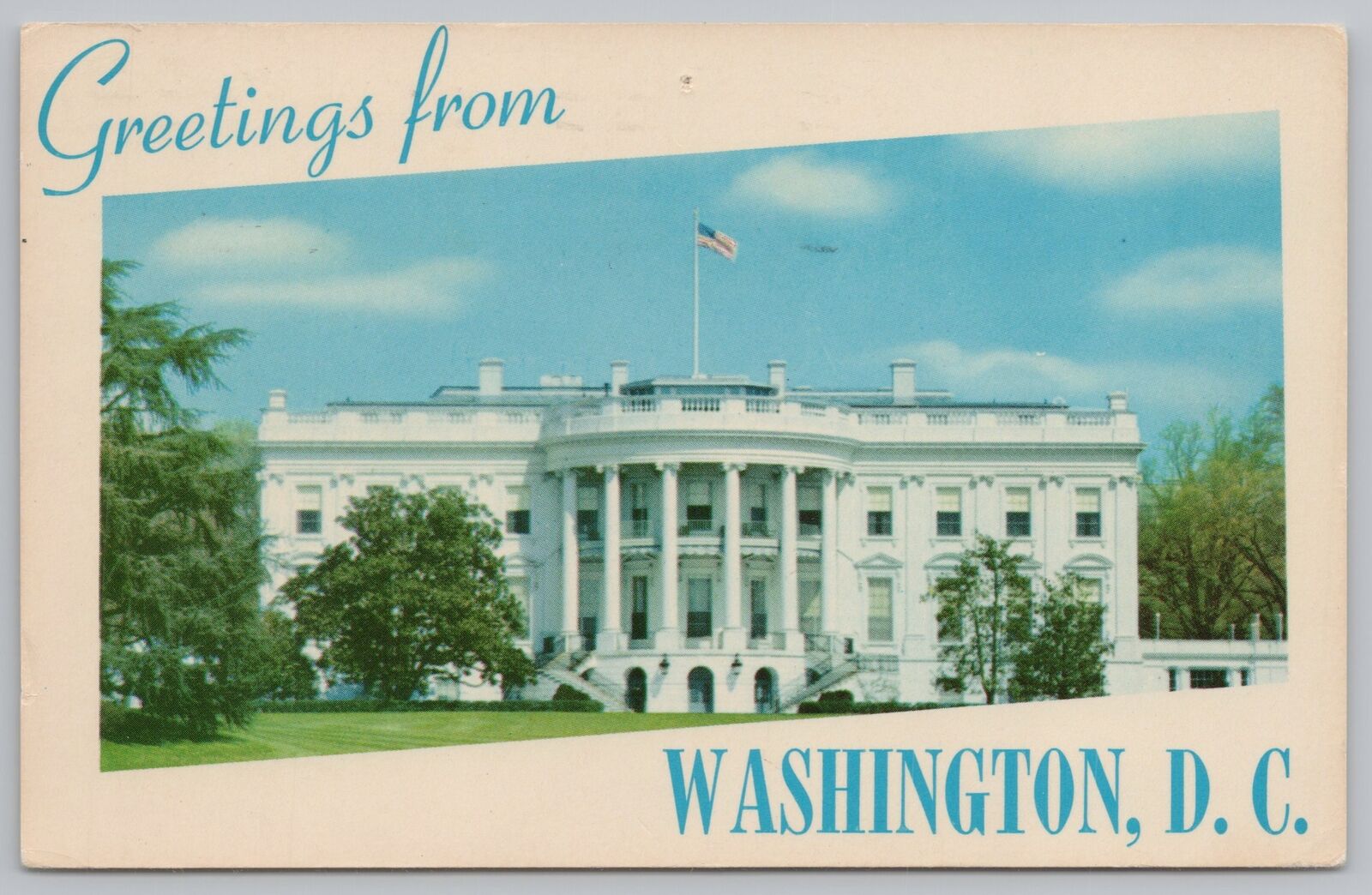Washington DC~White House~View of South Portico~Balcony~Vintage Postcard