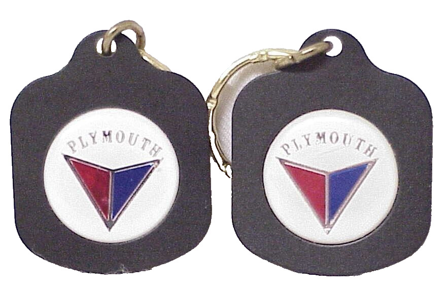 2 PLYMOUTH KEYCHAINS TWO PLYMOUTH VEHICLE AUTOMOBILE CAR KEY CHAINS