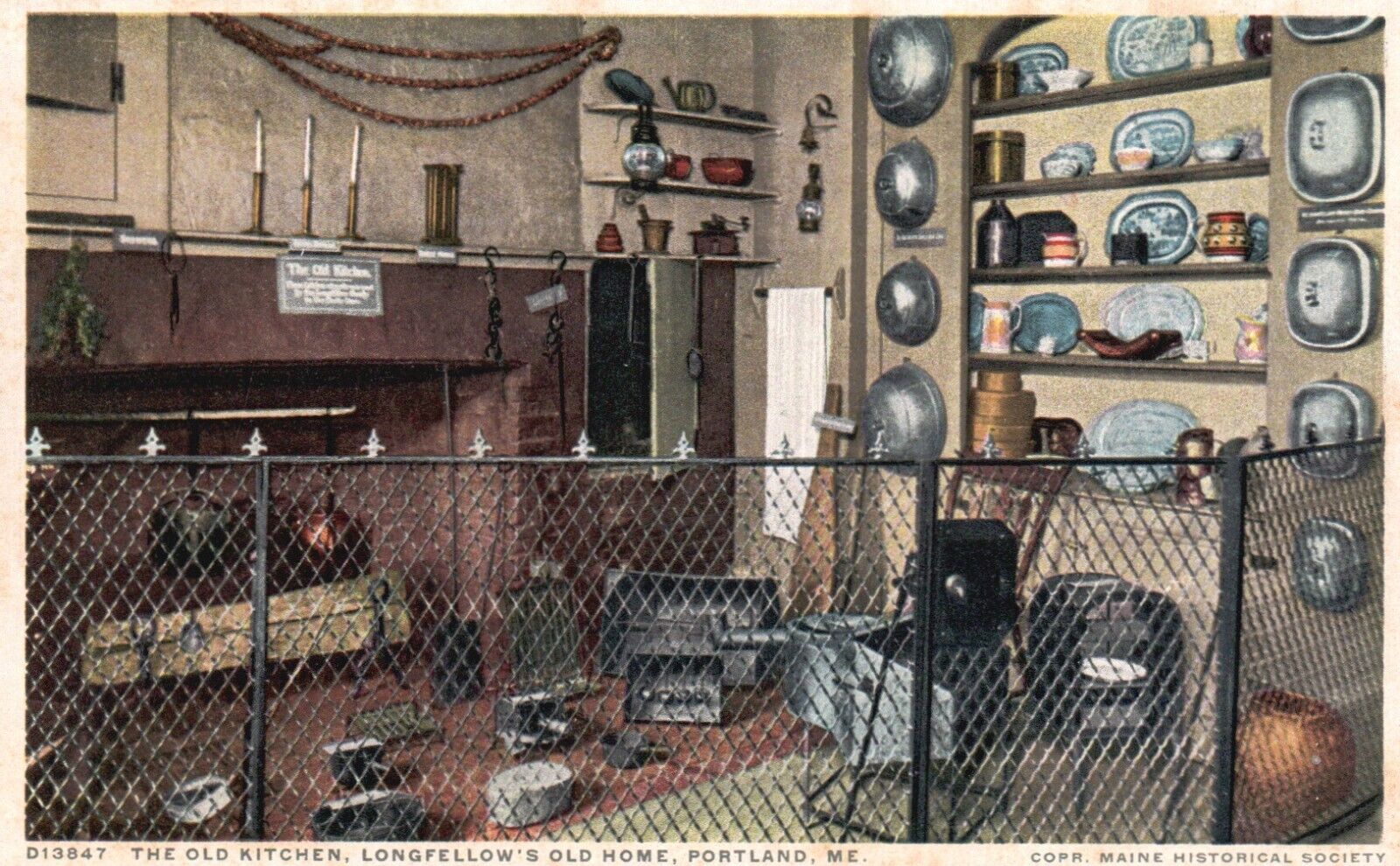 Postcard ME Portland Maine Longfellow\'s Old Home Kitchen Phostint Vintage e8144