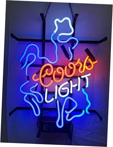 Neon Signs Coor Light Cowboy Real Glass Beer Bar Pub Man Cave Club Recreation 