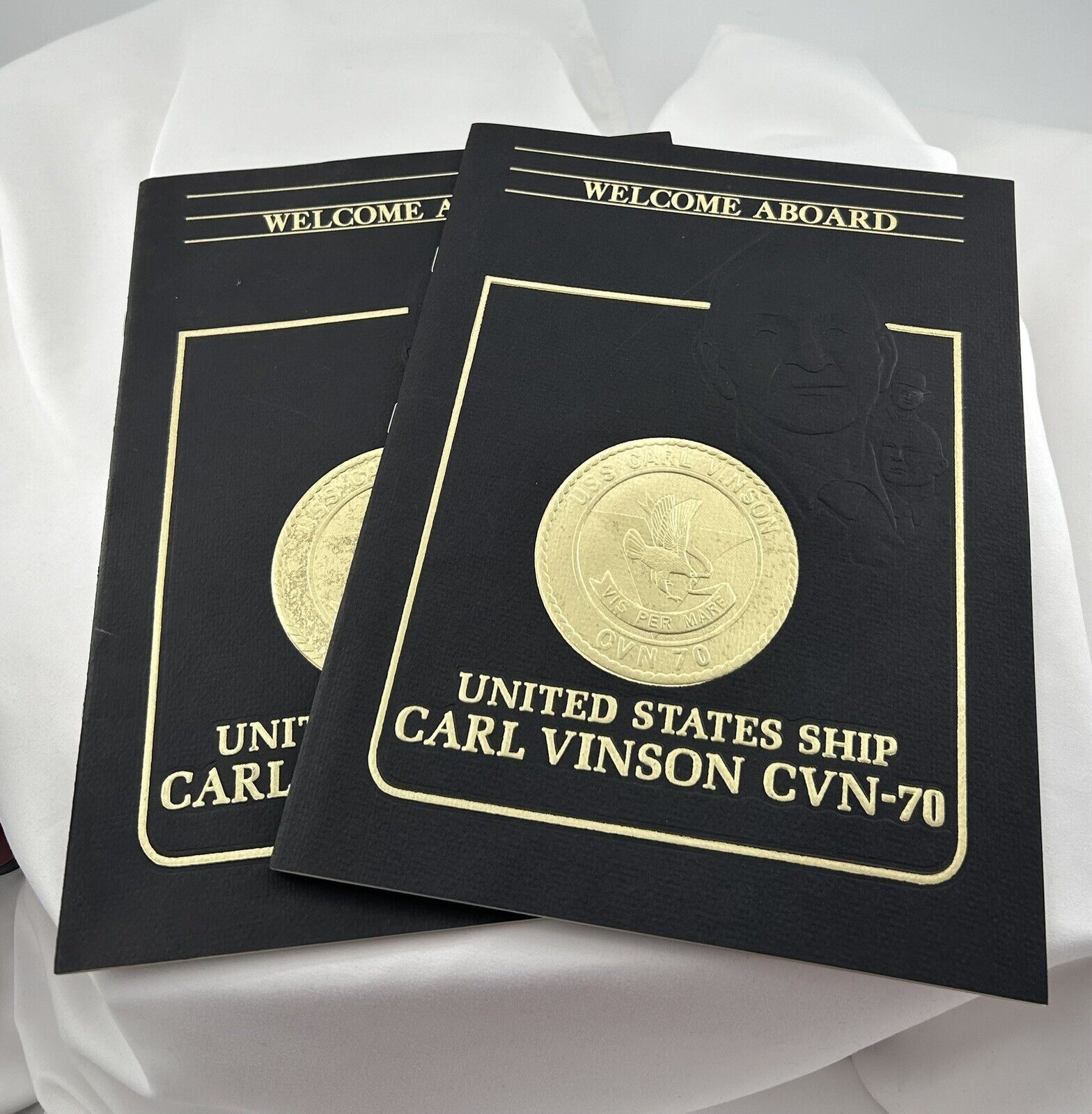 U.S.S. Carl Vinson CVN-70 Welcome Aboard Brochure Booklets Embossed 12x9 in.