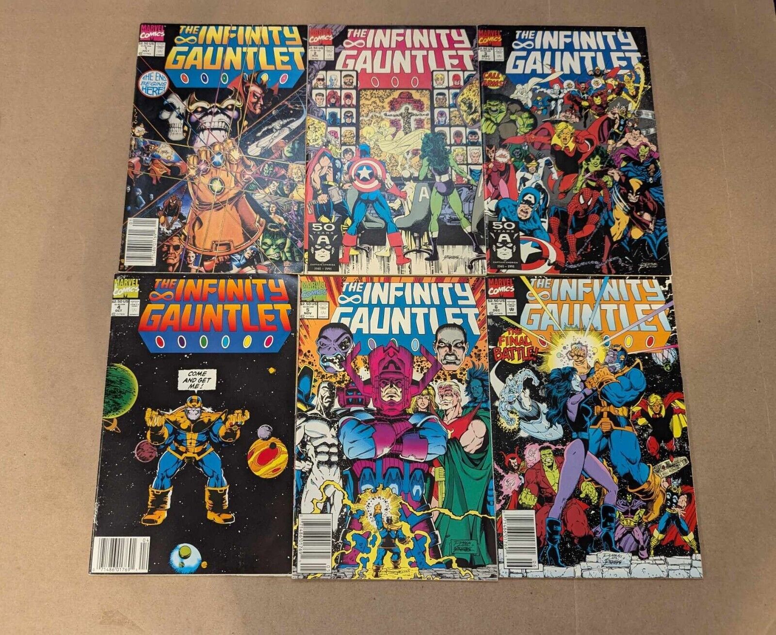 The Infinity Gauntlet #1 2 3 4 5 6 Complete Set Warlock Thanos