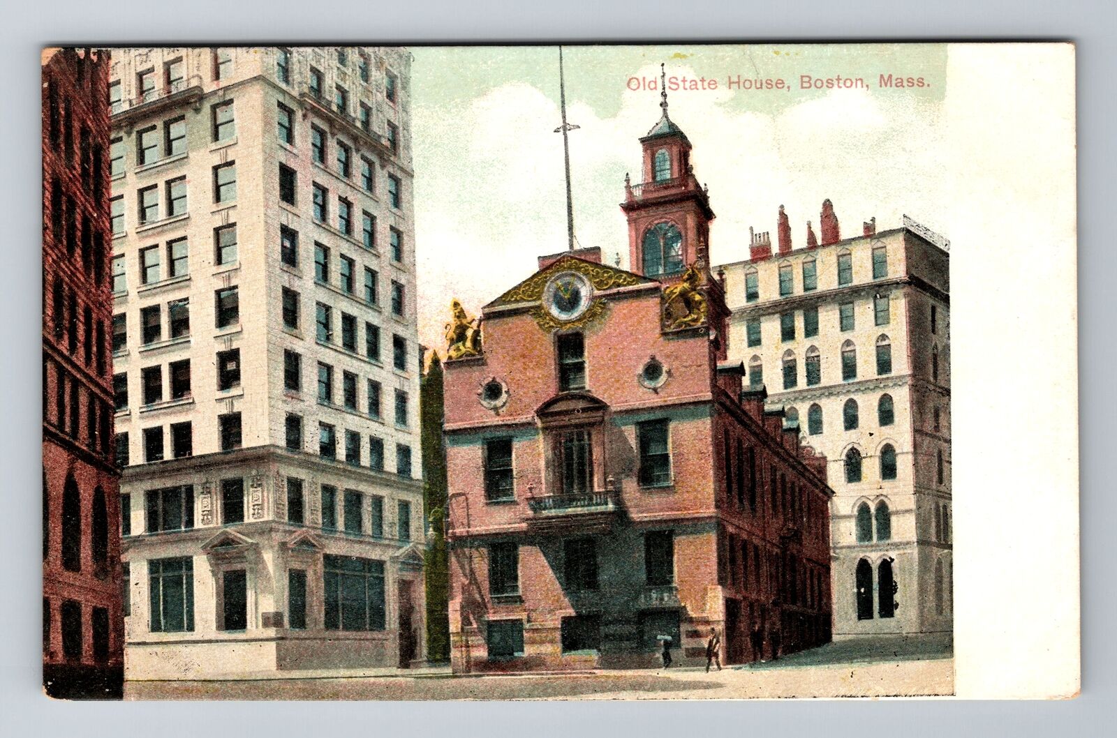 Boston, MA-Massachusetts, Old State House Antique, Vintage Souvenir Postcard
