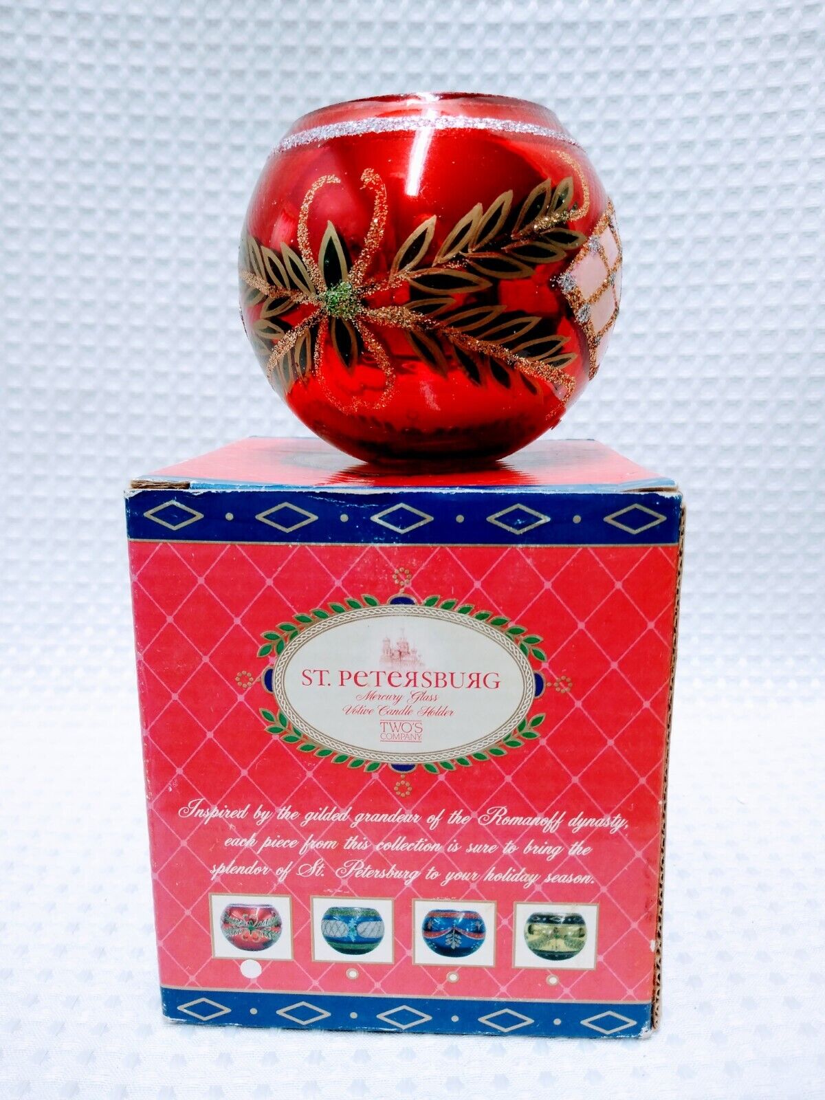 St Petersburg Mercury Glass Votive Candle Holder Red Vintage Christmas