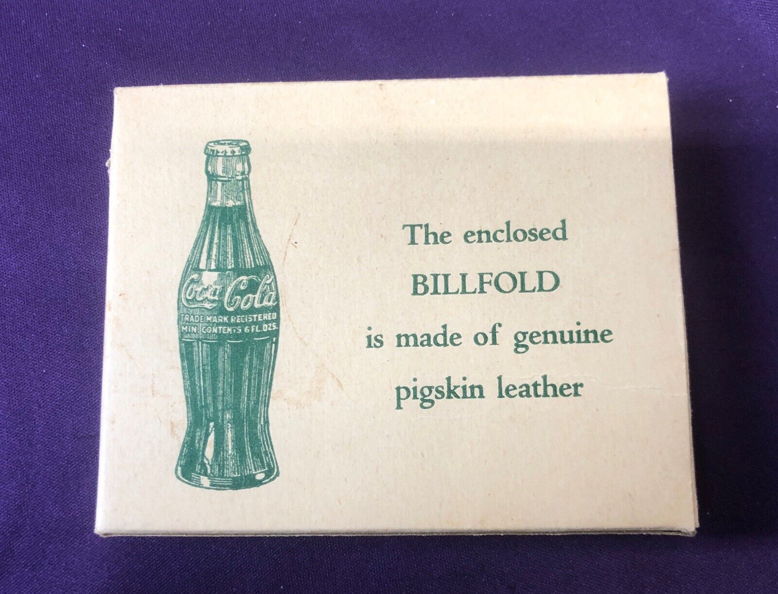 vintage Coca Cola Genuine Pigskin Leather Billfold New In Box See Pictures
