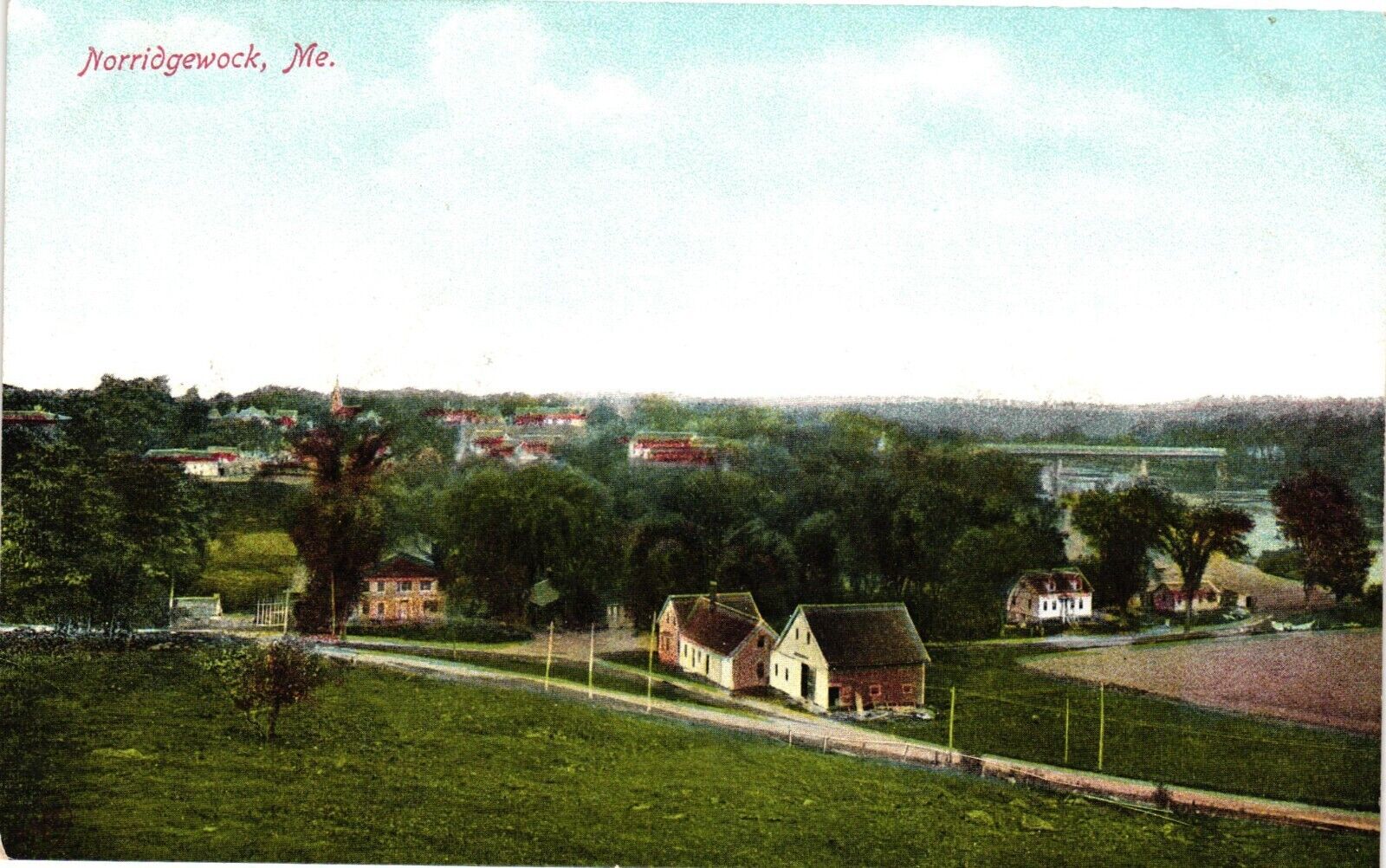 c1907 Town View Of Norridgewock Maine ME Vintage Postcard Undivided Back Unpost