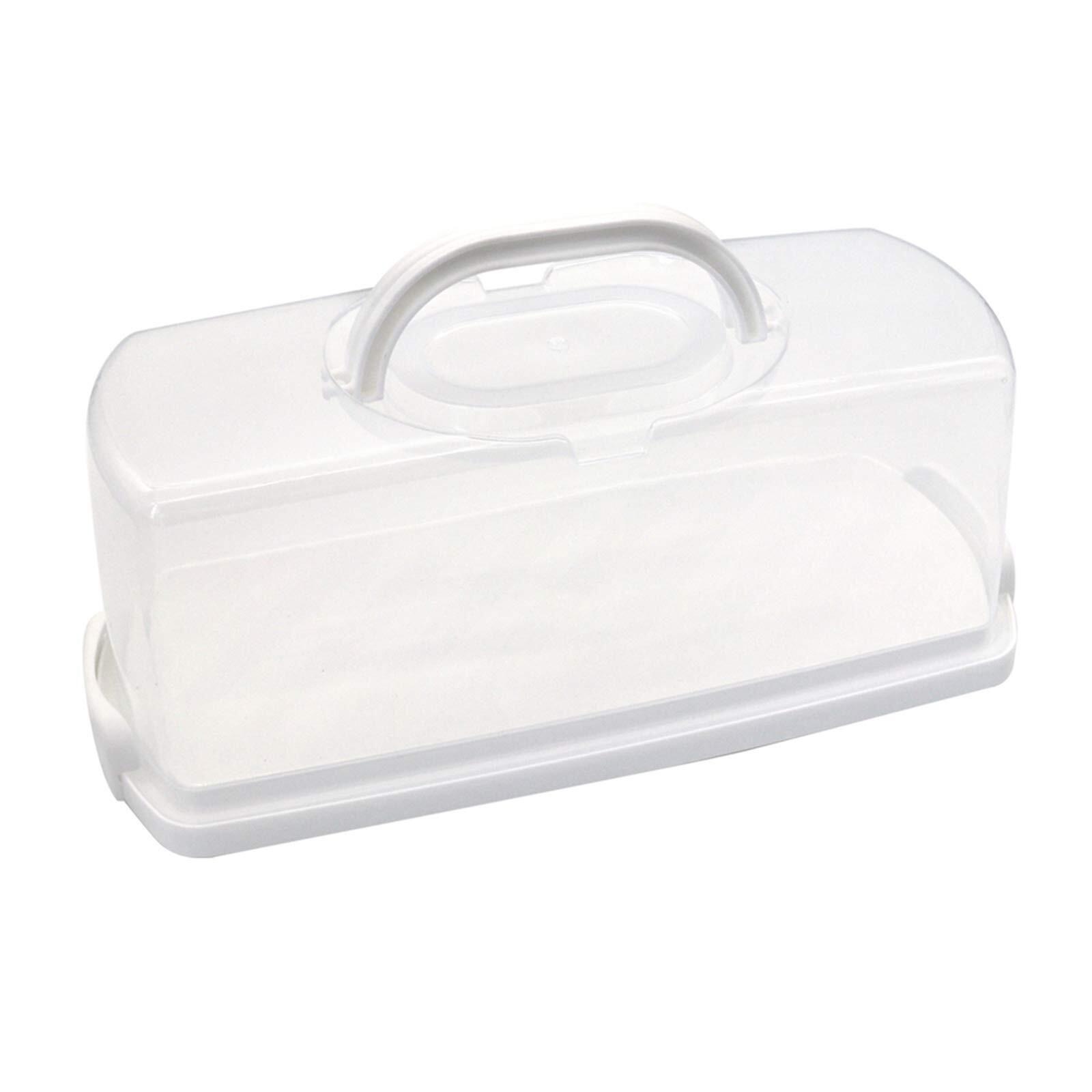 Plastic Rectangular Bread Box with Portable Handle, Loaf Cake Storage Contain...