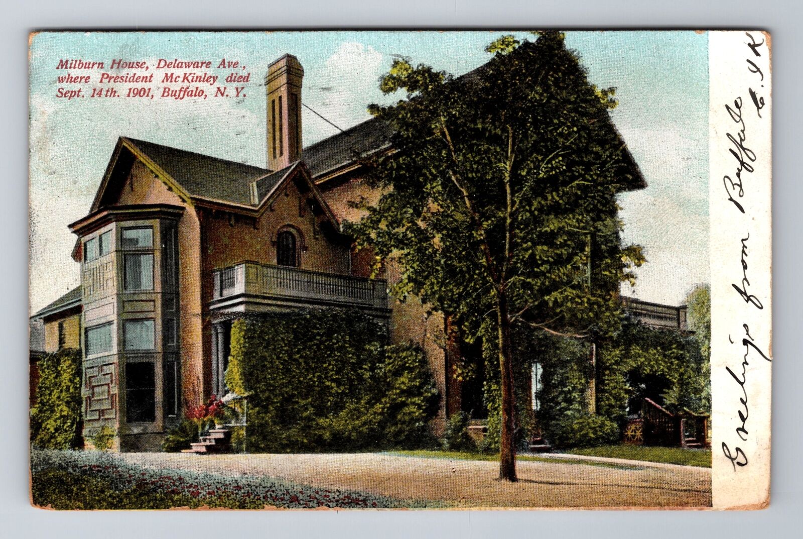 Buffalo NY-New York, Milburn House McKinley Died 1901, Vintage c1906 Postcard