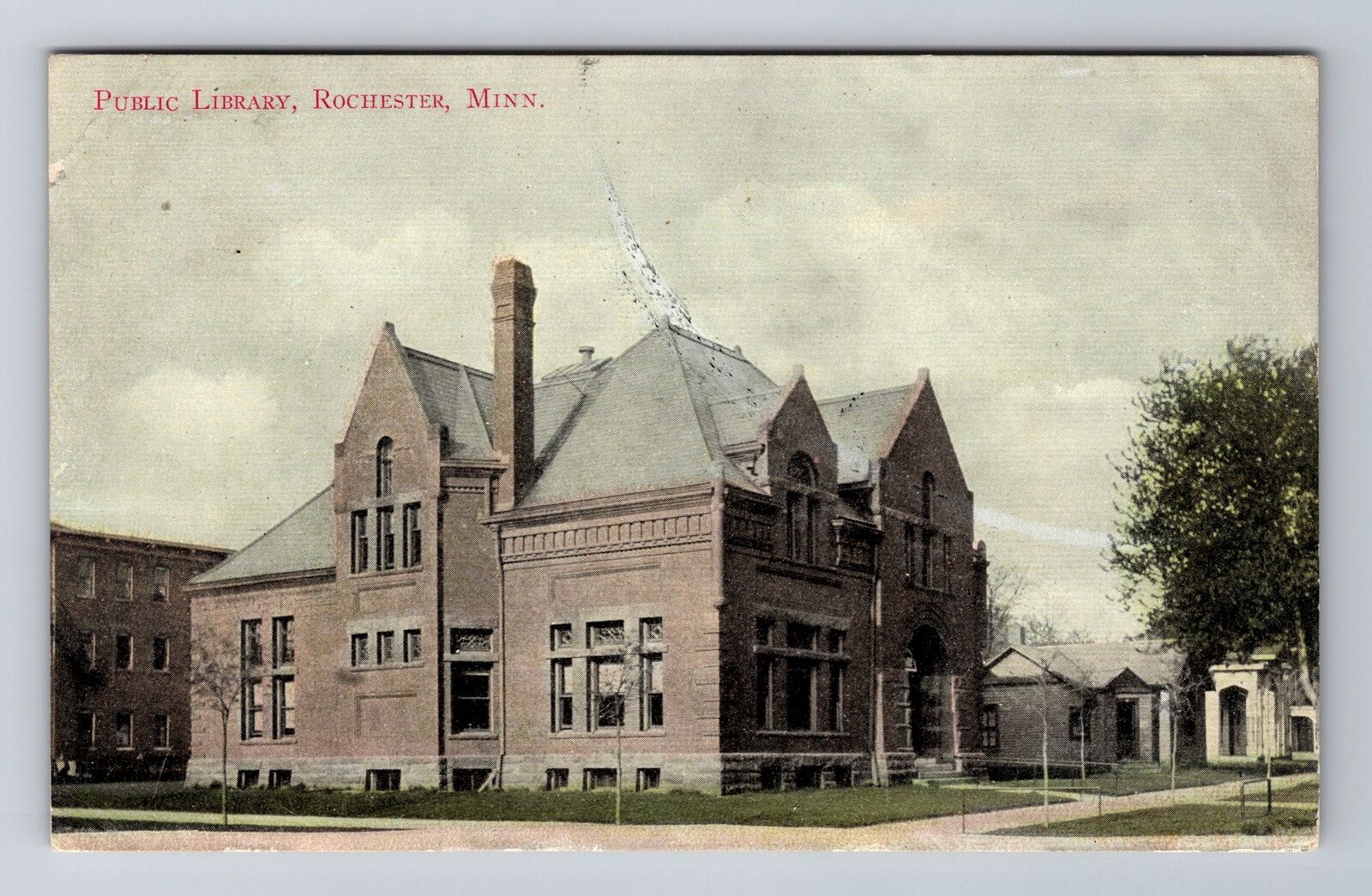 Rochester MN-Minnesota, Public Library, Antique, Vintage c1909 Postcard