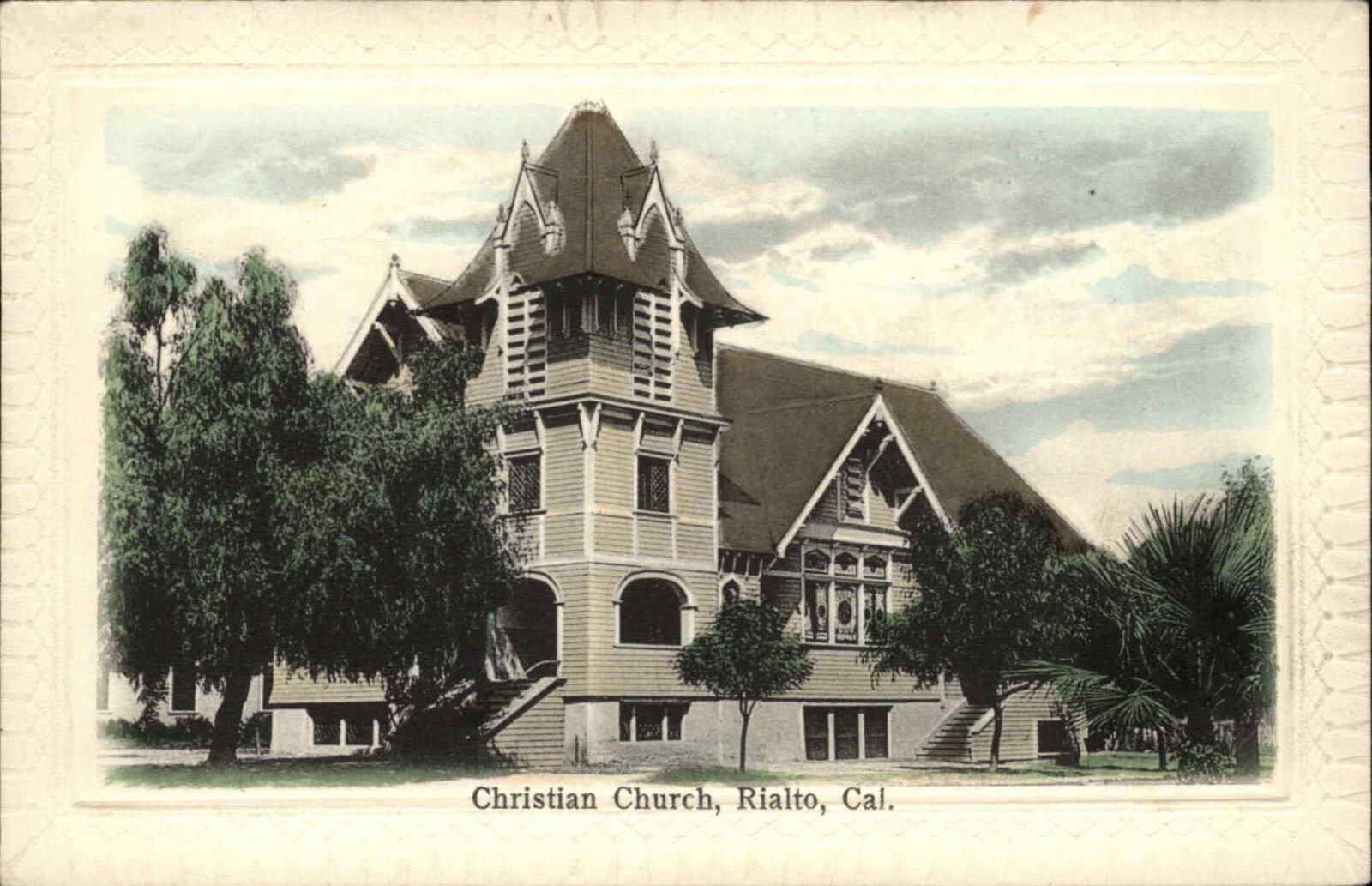Rialto California CA Christian Church c1910 Postcard