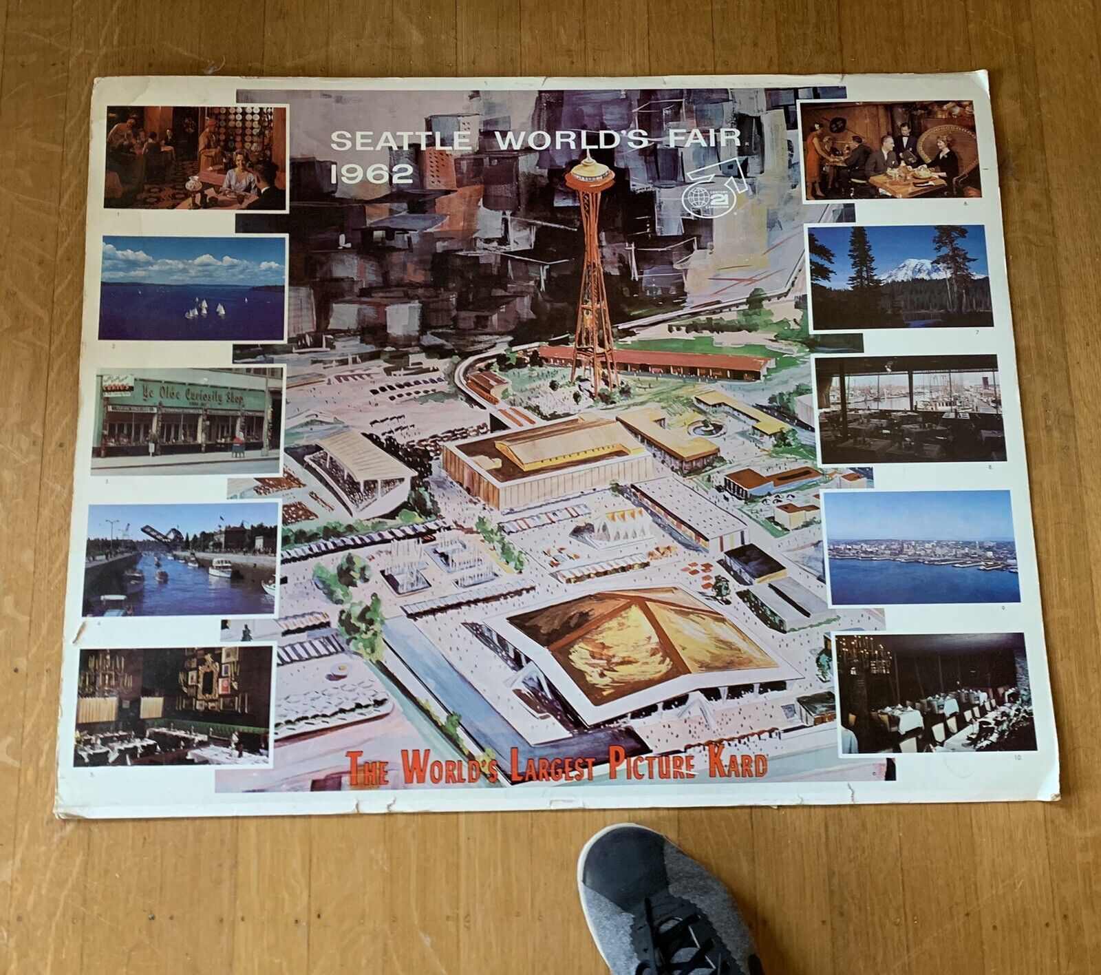 Giant 28” Seattle World\'s Fair Postcard CENTURY 21 Mid Century Space Age