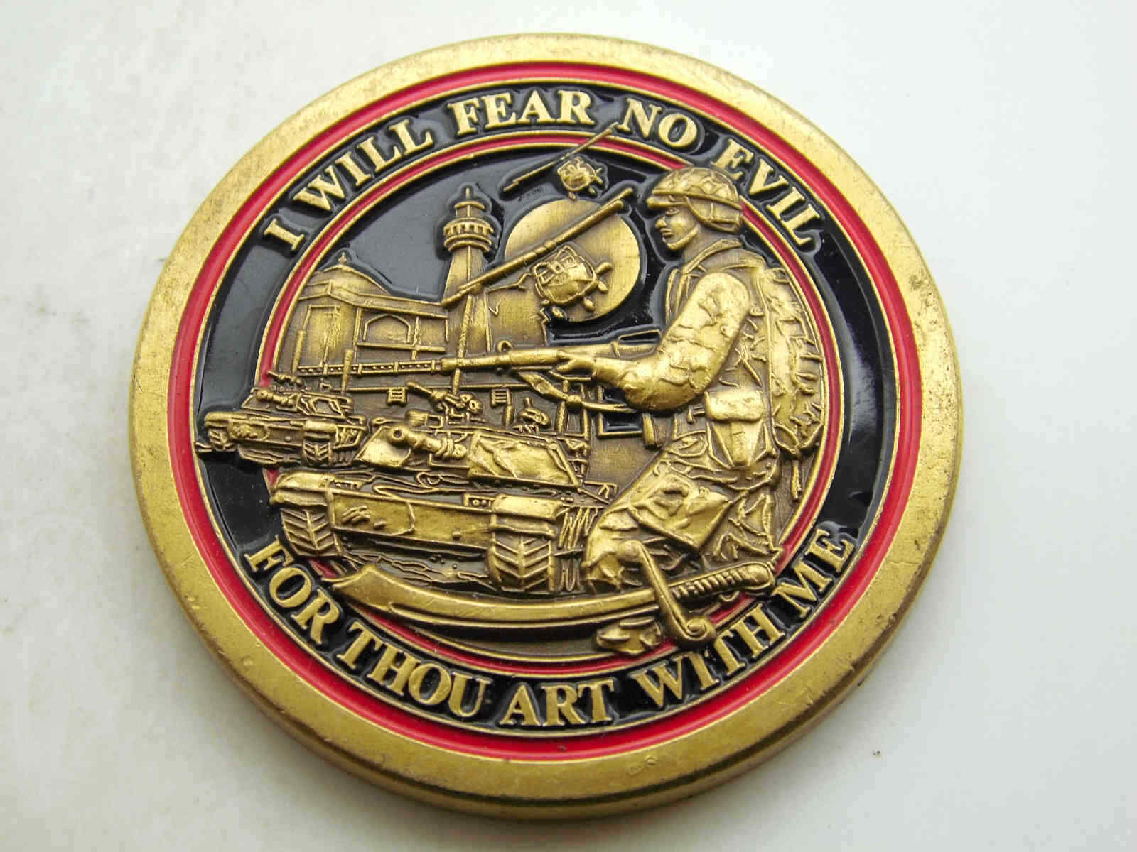 I WILL FEAR NO EVIL FOR THOU ART WITH ME CHALLENGE COIN