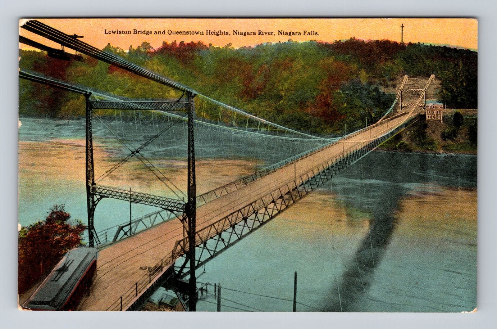 Lewiston NY-New York, Niagara Falls, Lewiston Bridge Queenstown Vintage Postcard