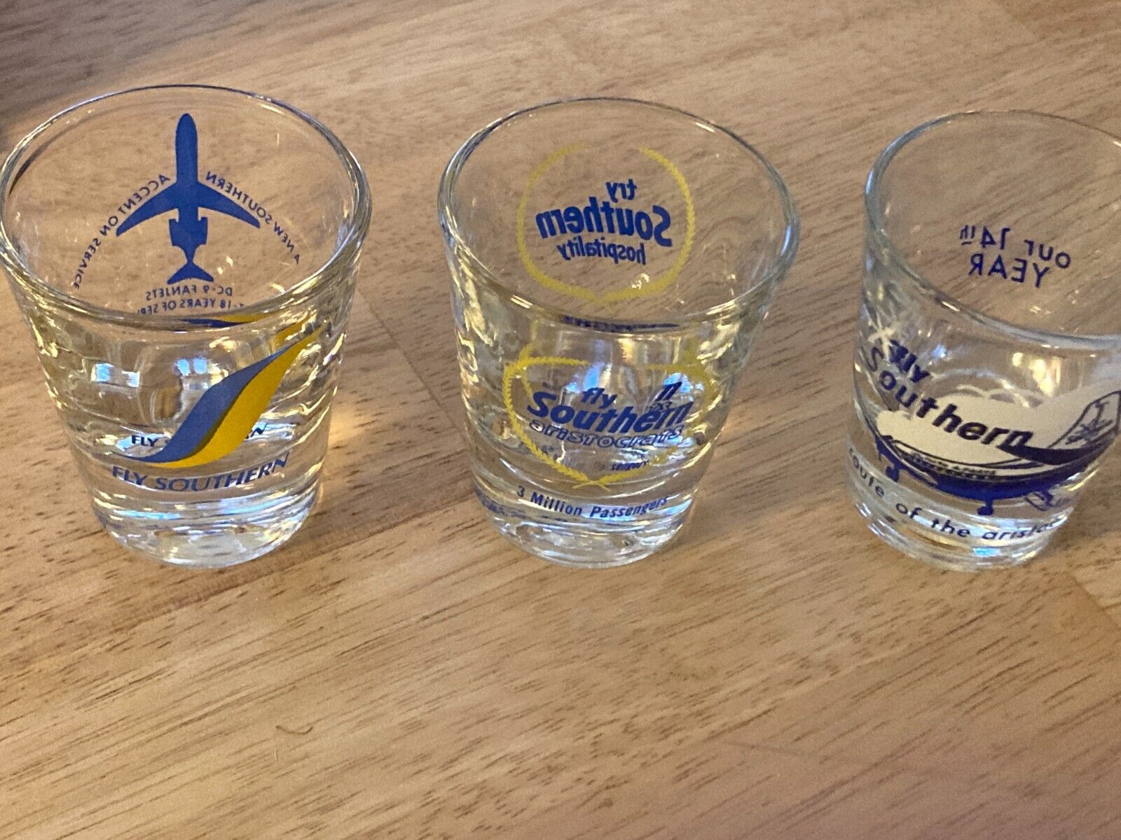 Lot Of 3 Vintage Southern Airways Shot Glasses
