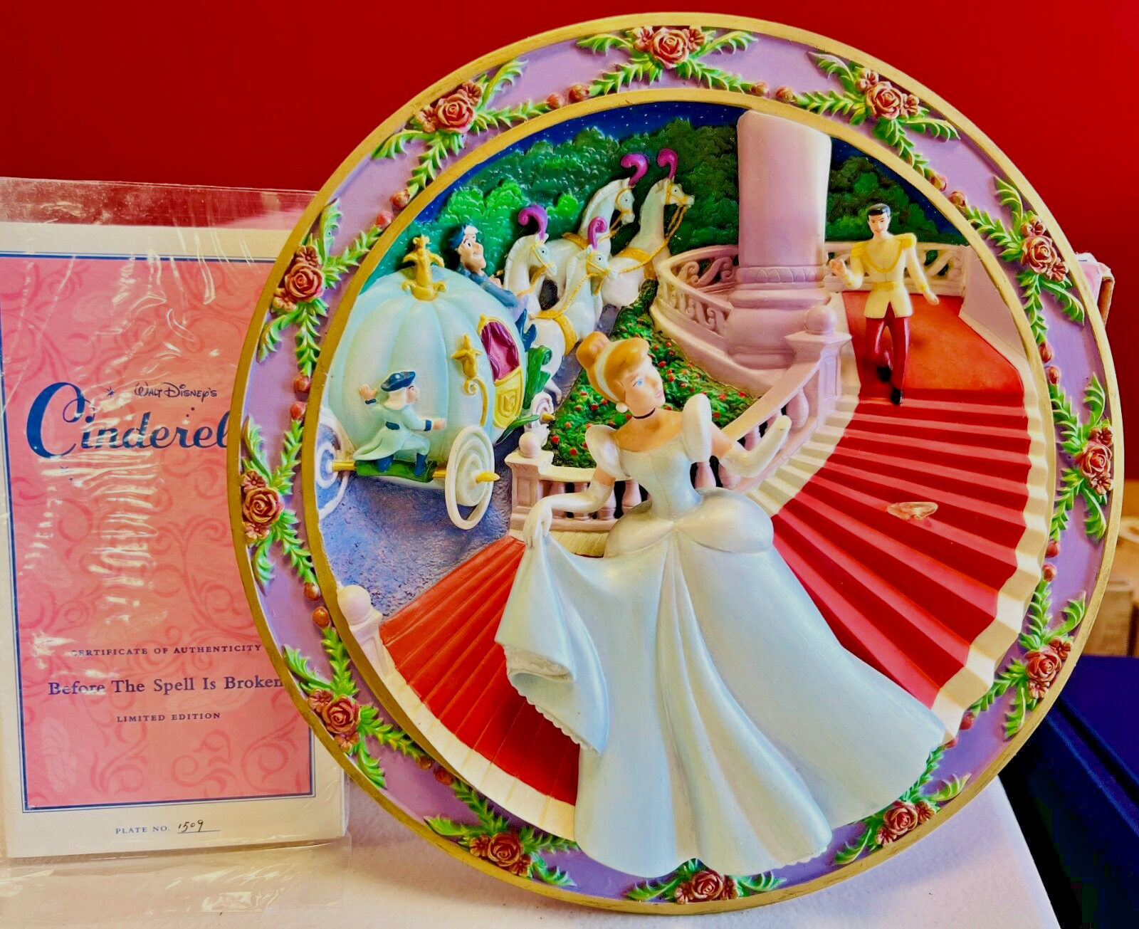 Rare Disney 3D Cinderella Collectible Plate \