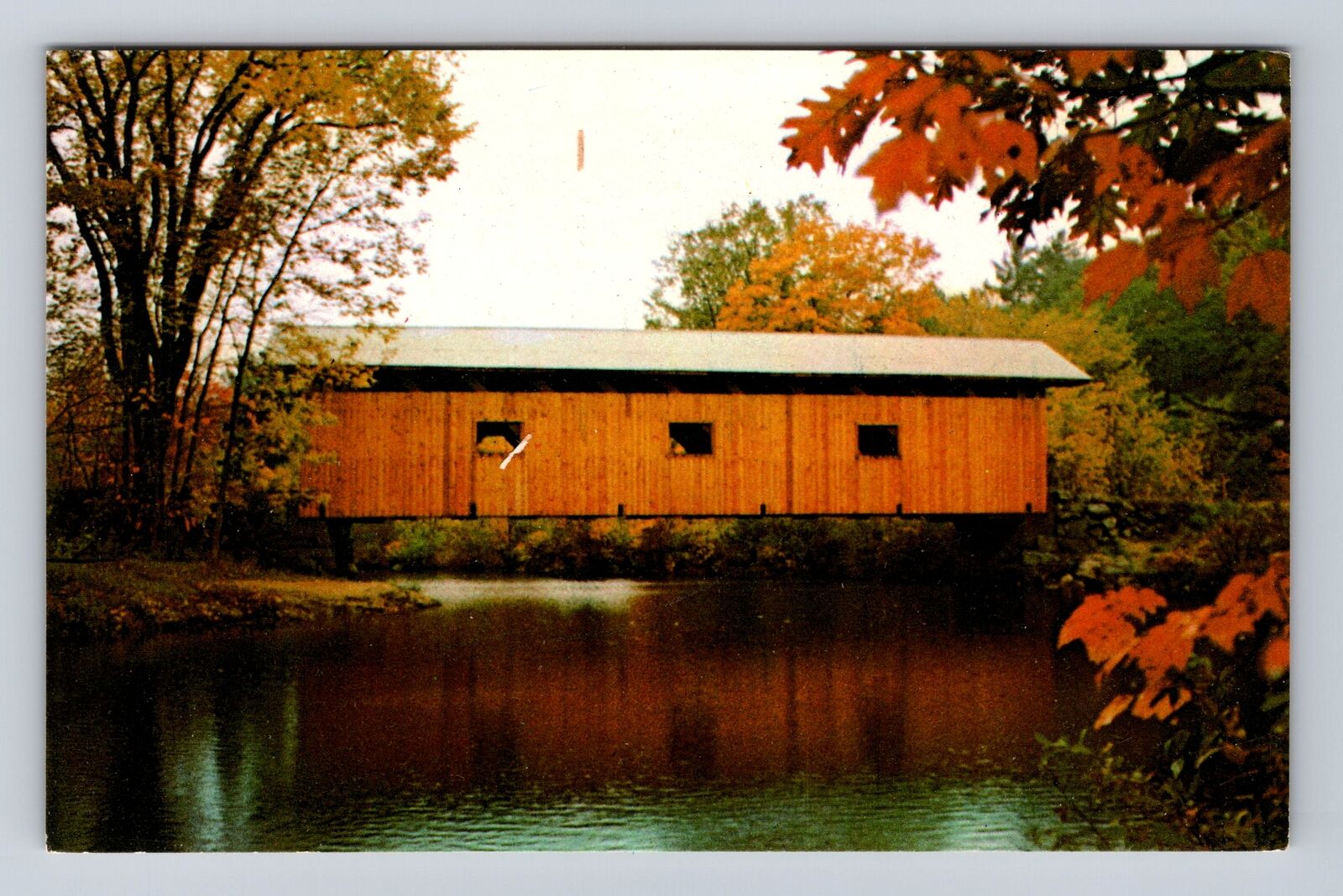 Warner NH- New Hampshire, The Waterloo Covered Bridge #13, Vintage Postcard